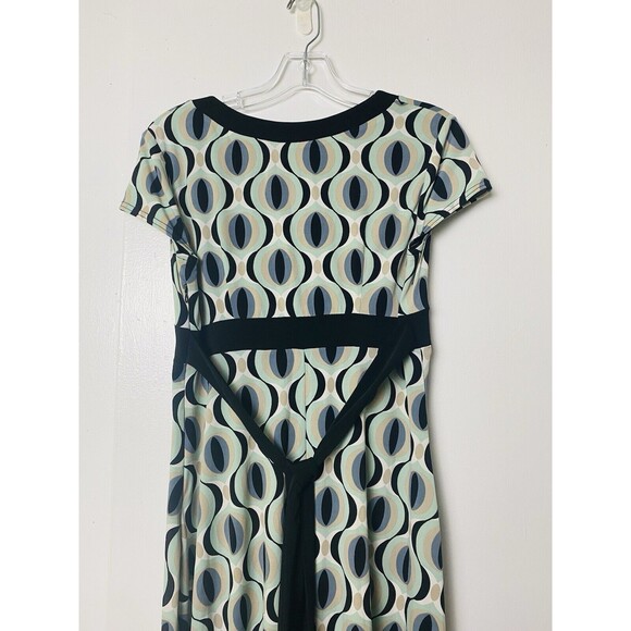 Dressbarn A-Line Dress Women's Size 4 Multicolor Geometric Tie Waist V Neck - Picture 12 of 13